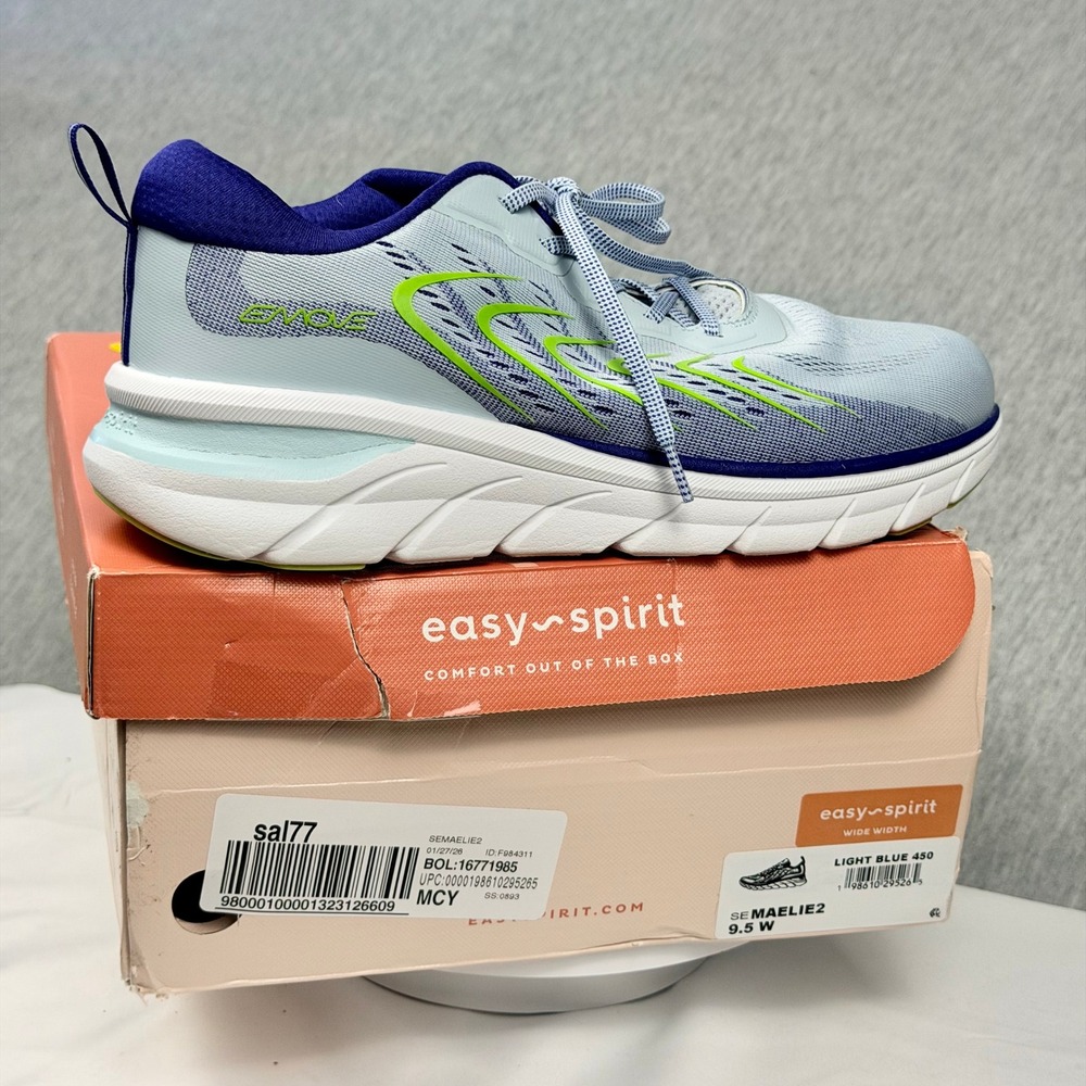 Easy Spirit Evolve Maelie 2 Walking Sneakers Light Blue Navy Lime 9.5 W Wide